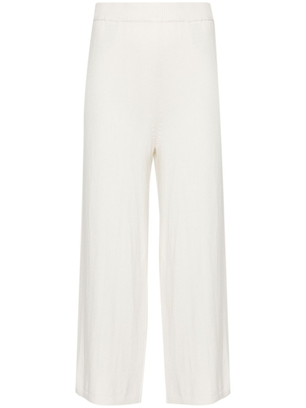 Knitted cropped pants - White