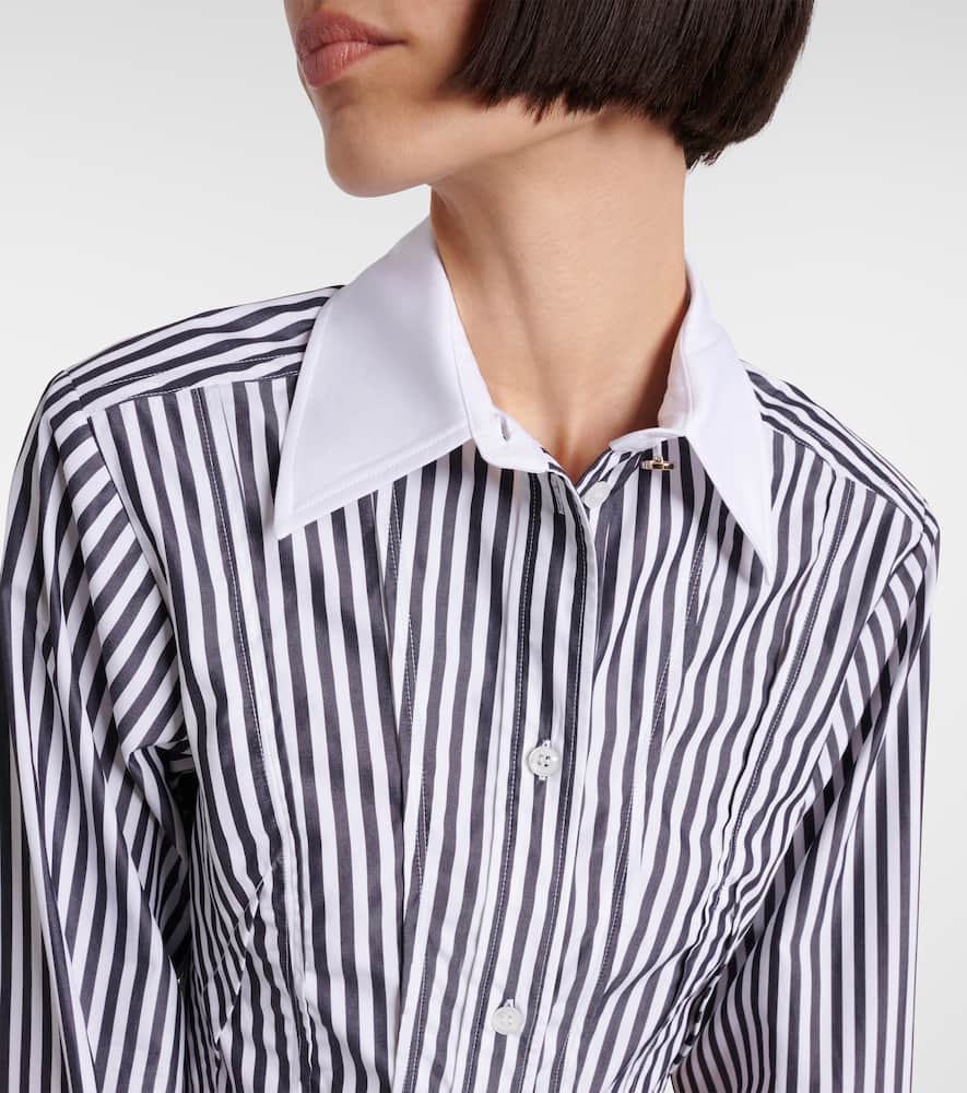 Cropped striped cotton poplin shirt