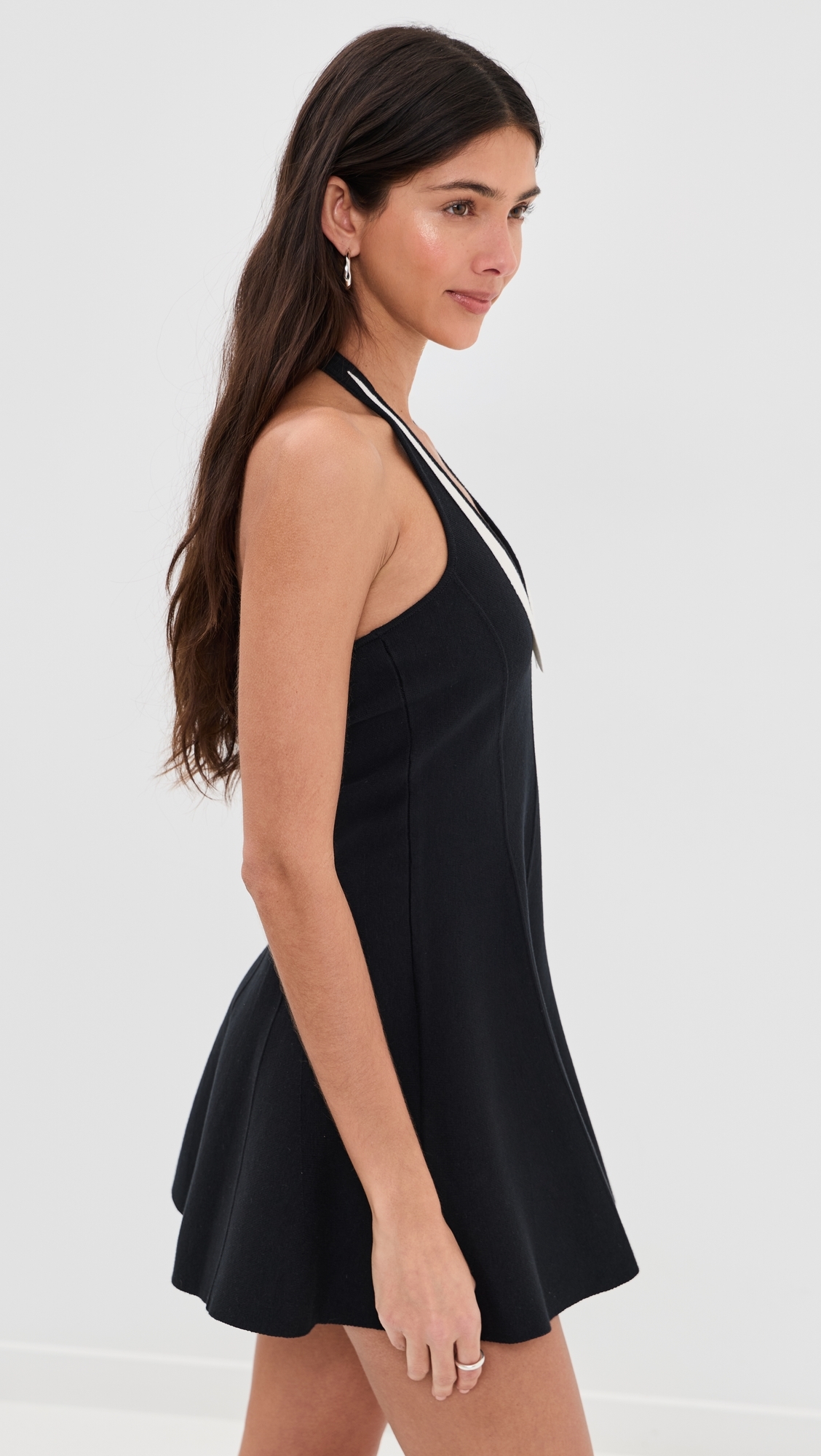 Sofia Collared Flare Dress Black/Ivory