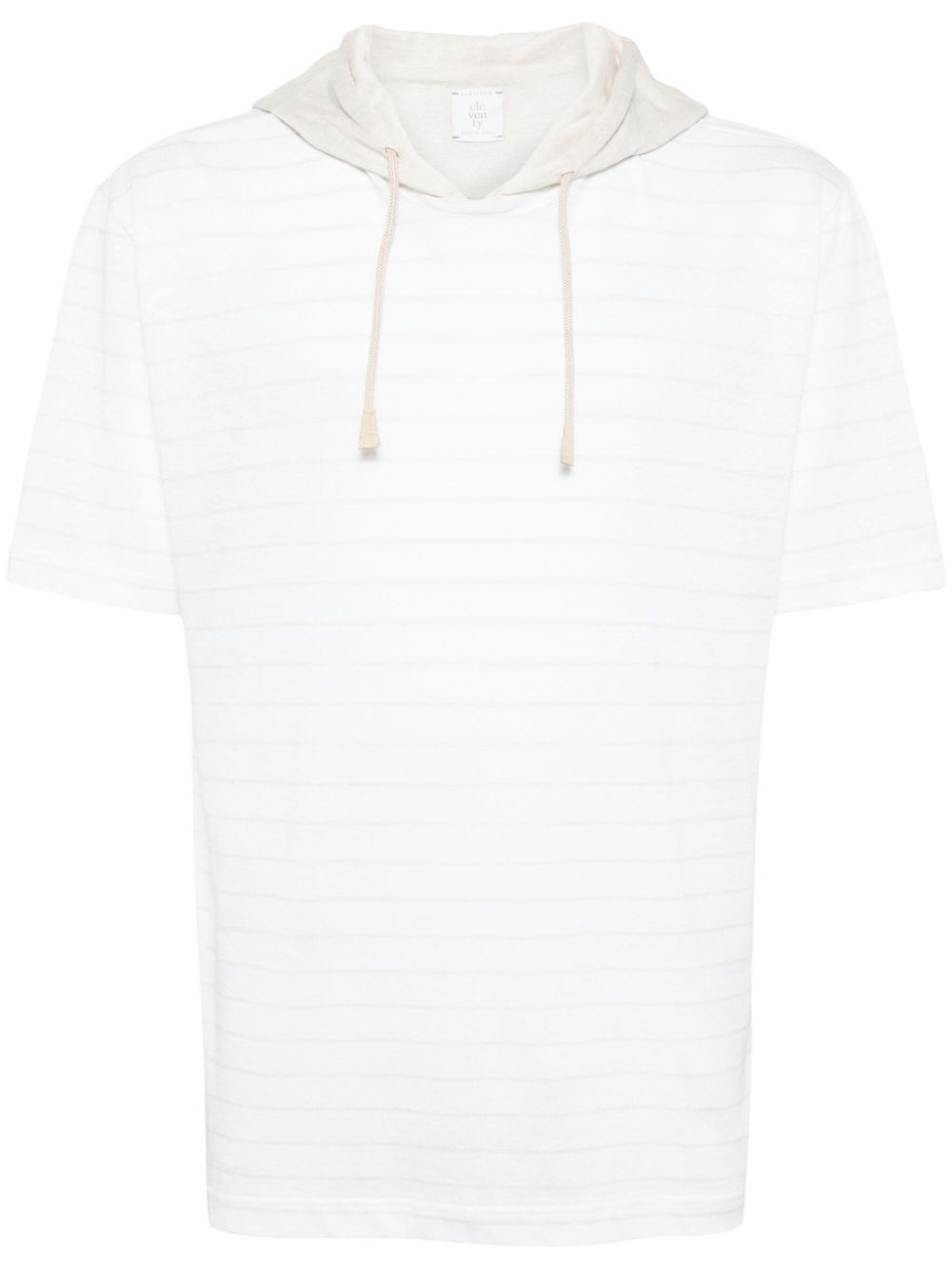 Striped hooded T-shirt - White