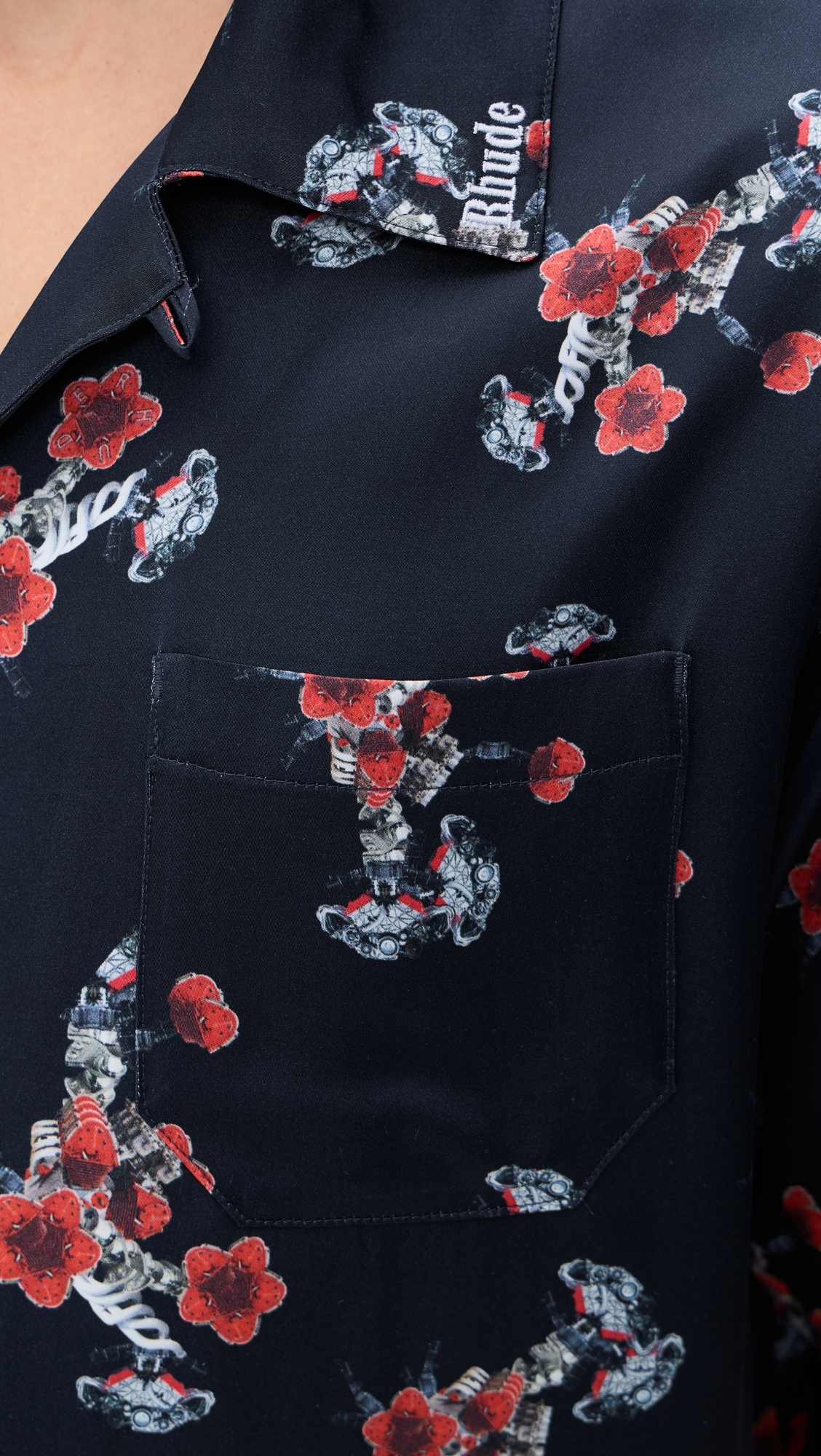 Turbo Floral Button Down Shirt Black/Red/Multi
