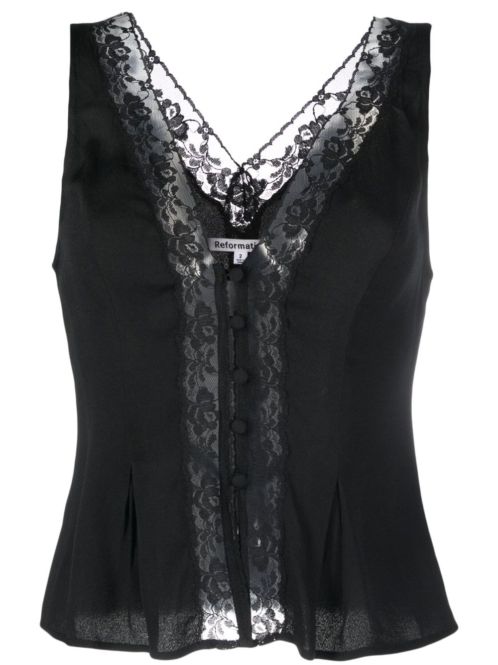Cristina lace-trim tank top - Black