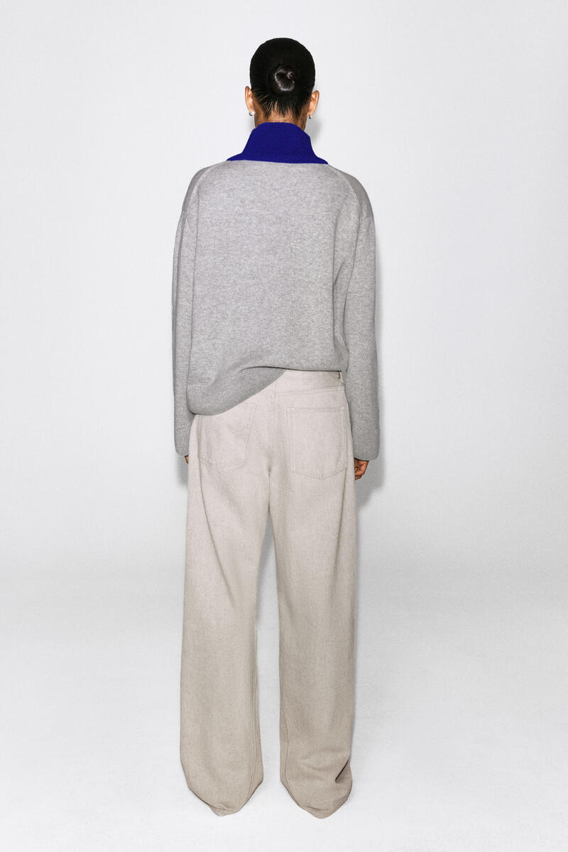 Layered Mock-Neck Merino Wool Sweater