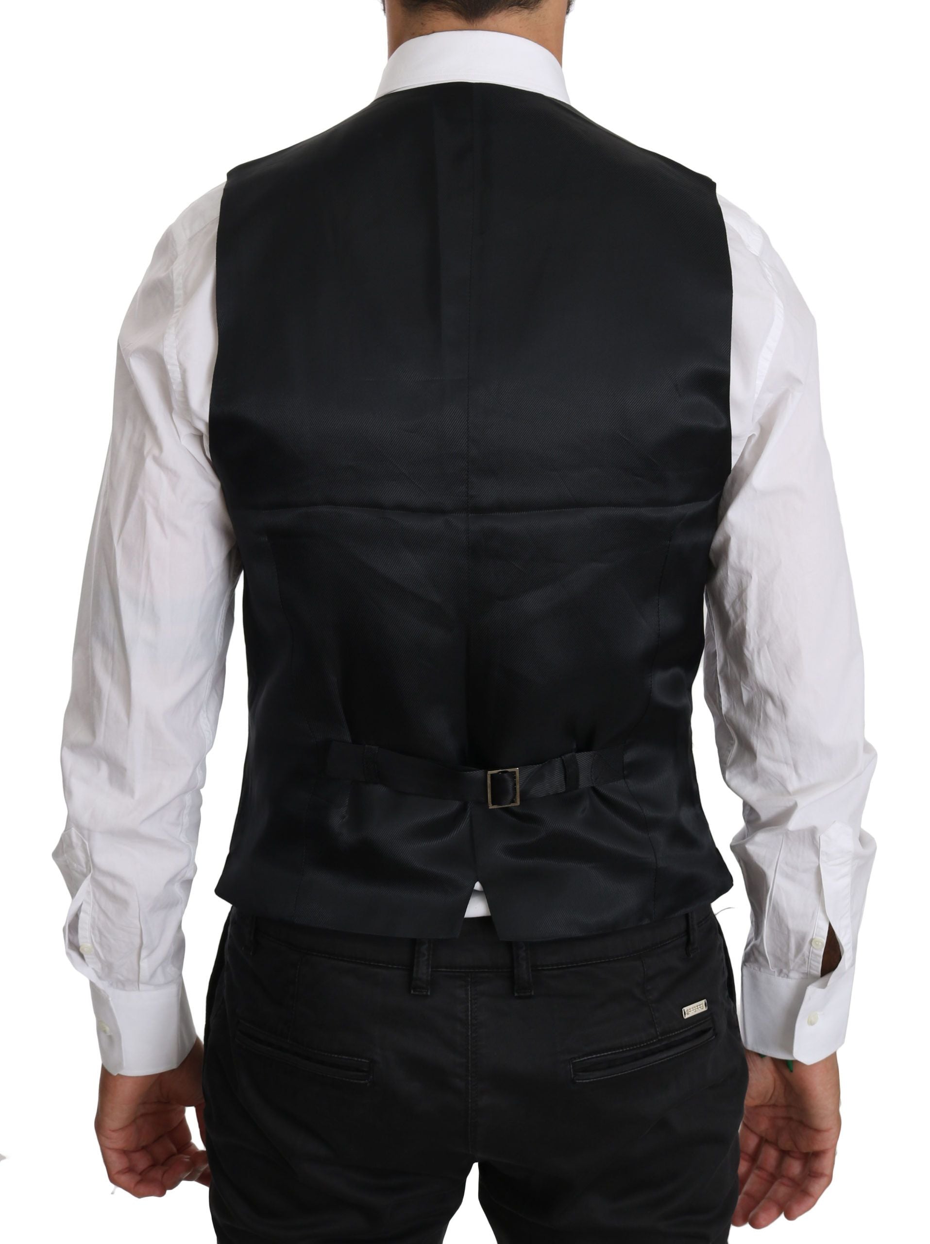 Virgin Wool Formal Vest — Black