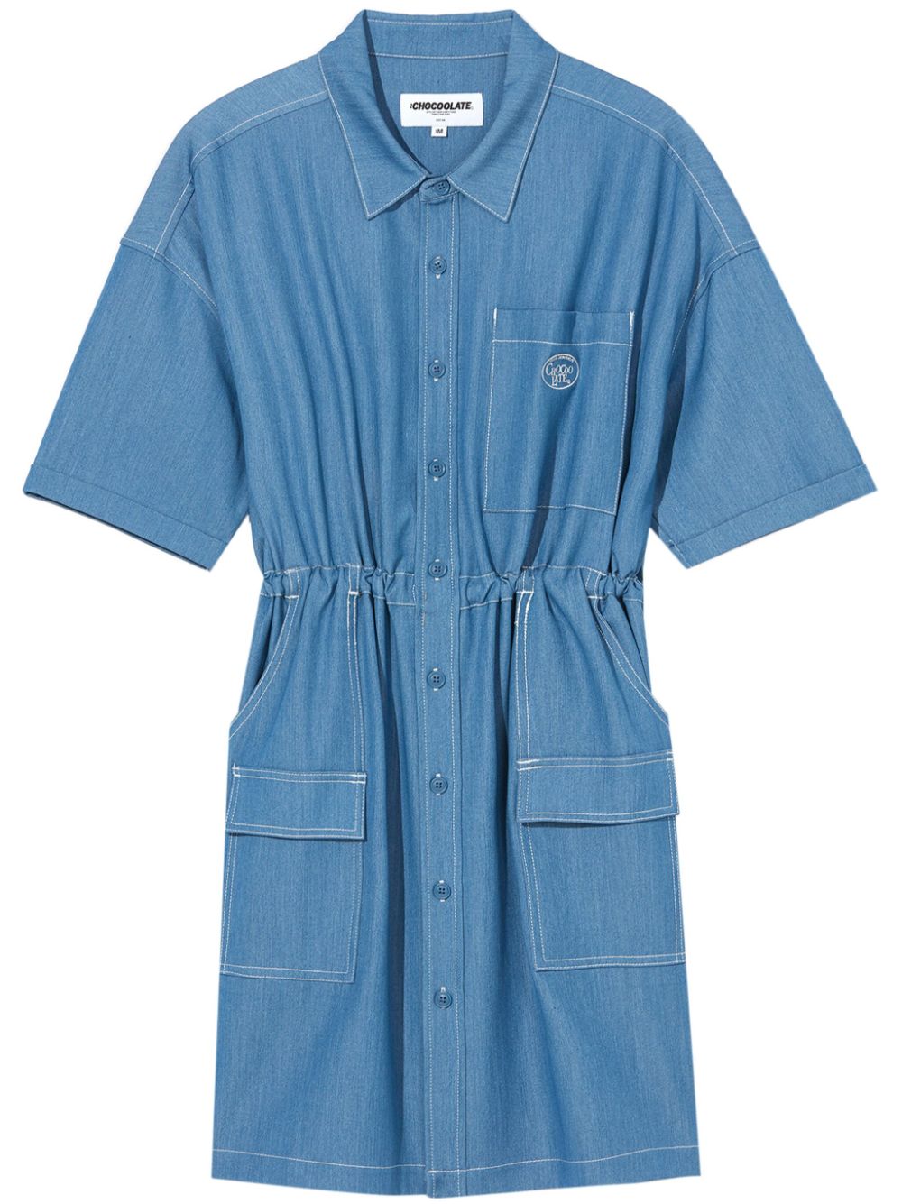Drawstring denim shirtdress - Blue