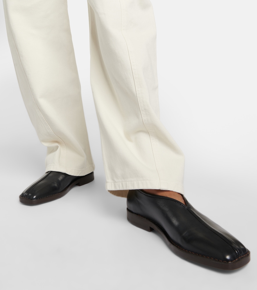 Piped leather loafers