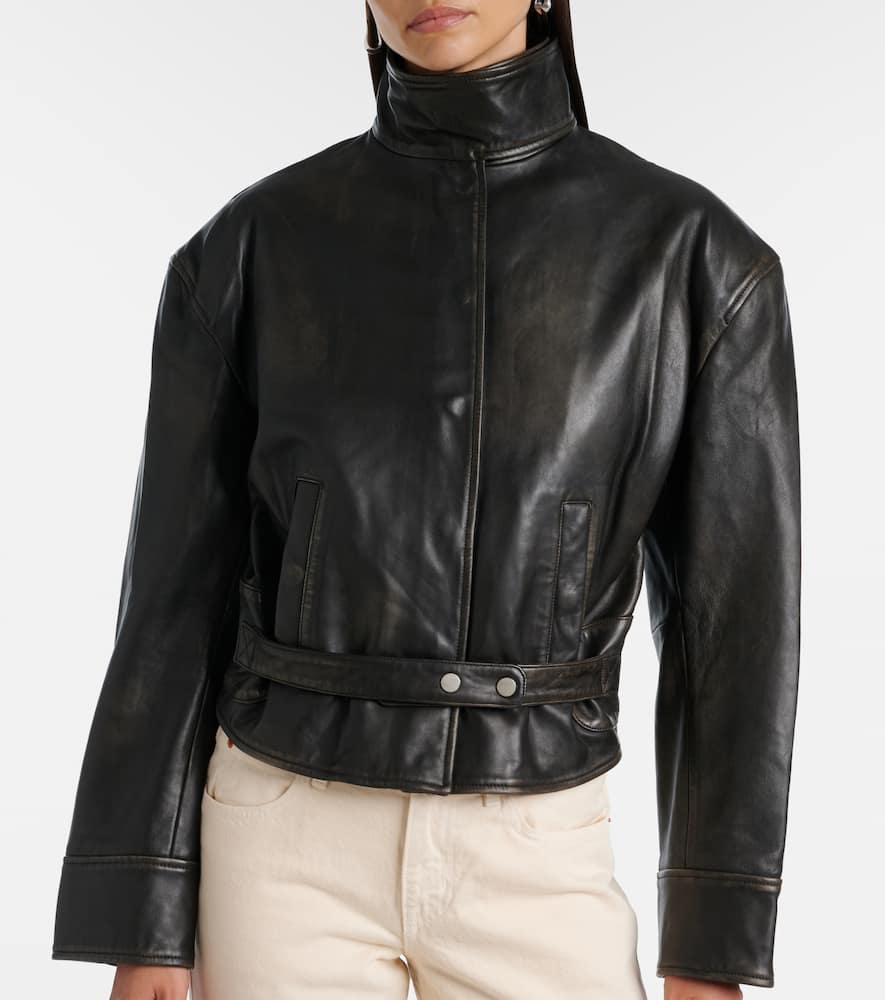 Burnished Eddie leather bomber jacket