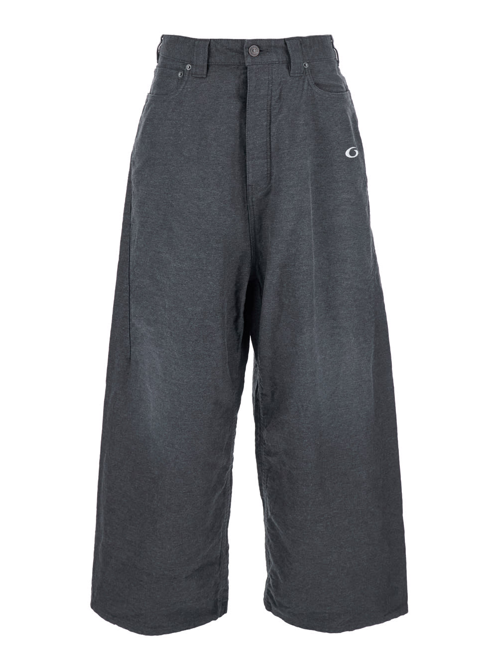 Charcoal Cotton Wide-leg Pant