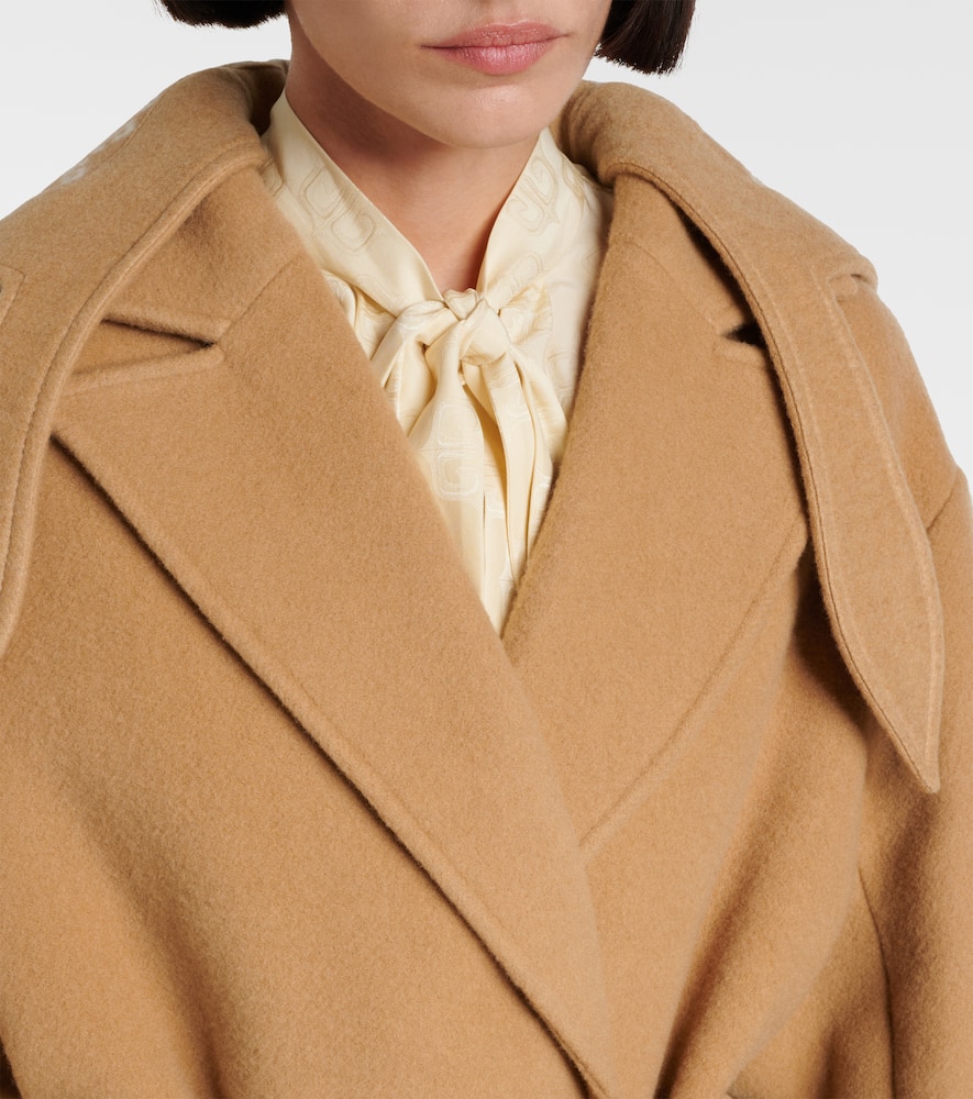 Wool and silk wrap coat