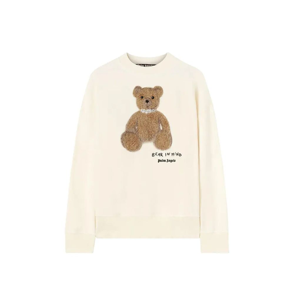 Bear-Embroidered Cotton Sweatshirt — White