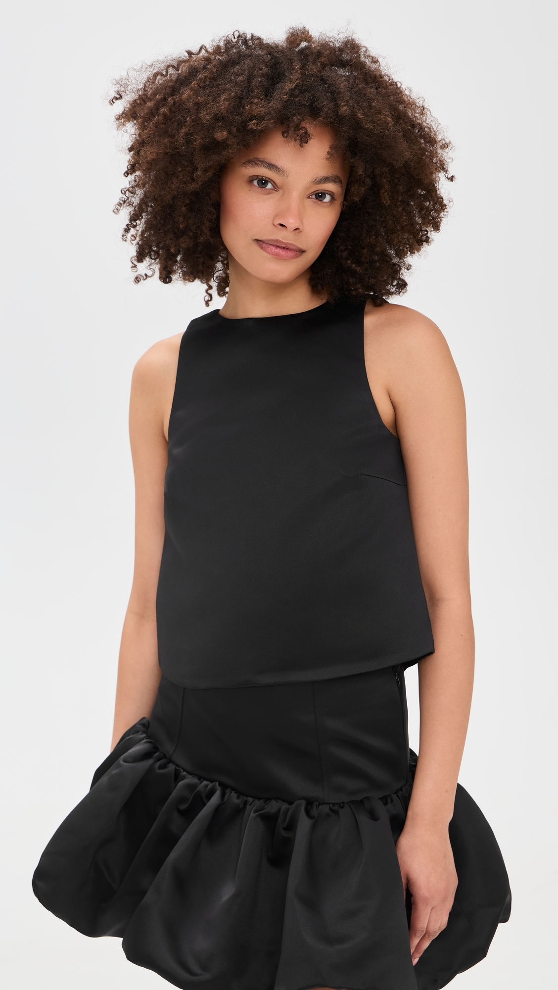 Duchesse Satin Crossover Open Back Top Black