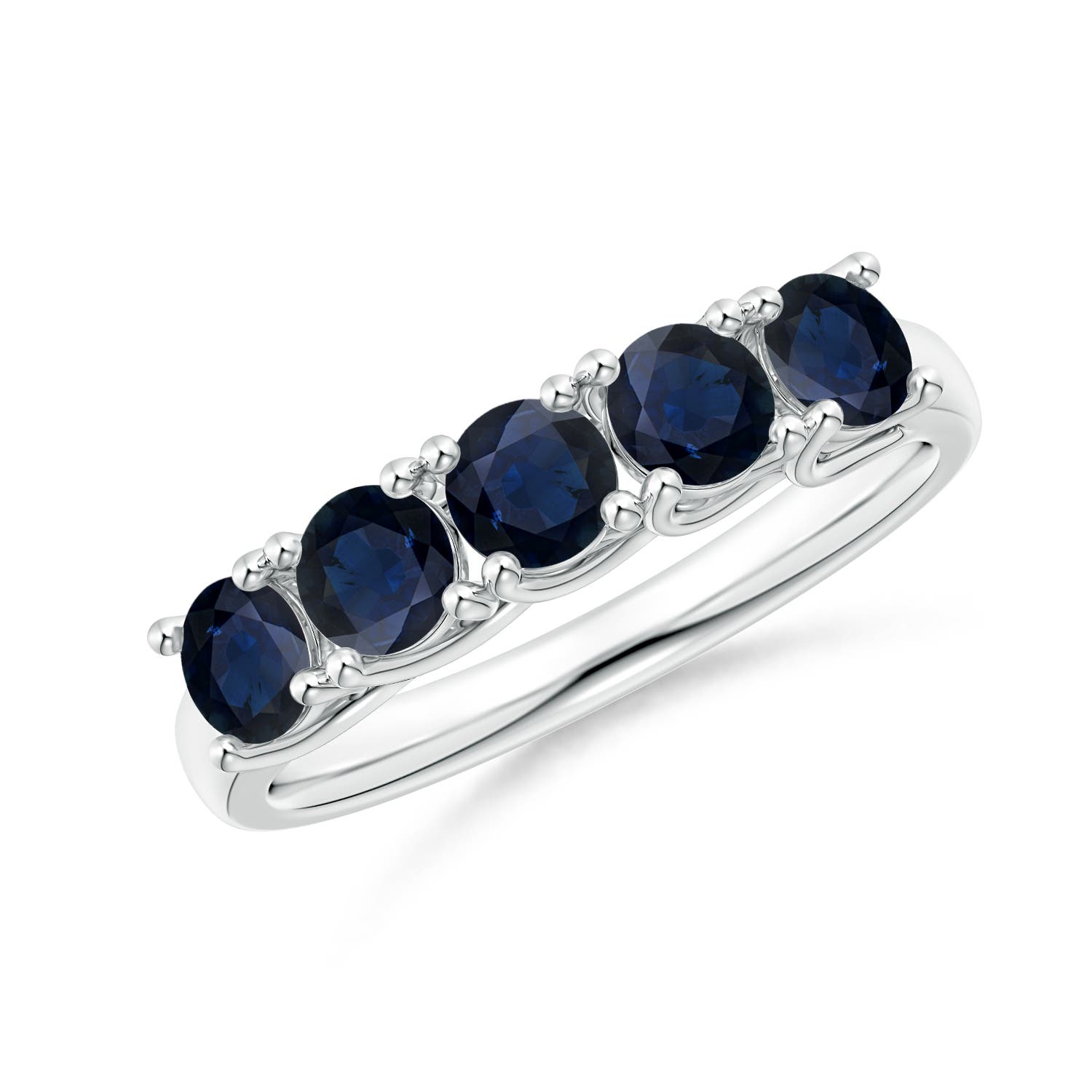 Angara 1.3 Carats Half Eternity Five Stone Blue Sapphire Wedding Band in Silver