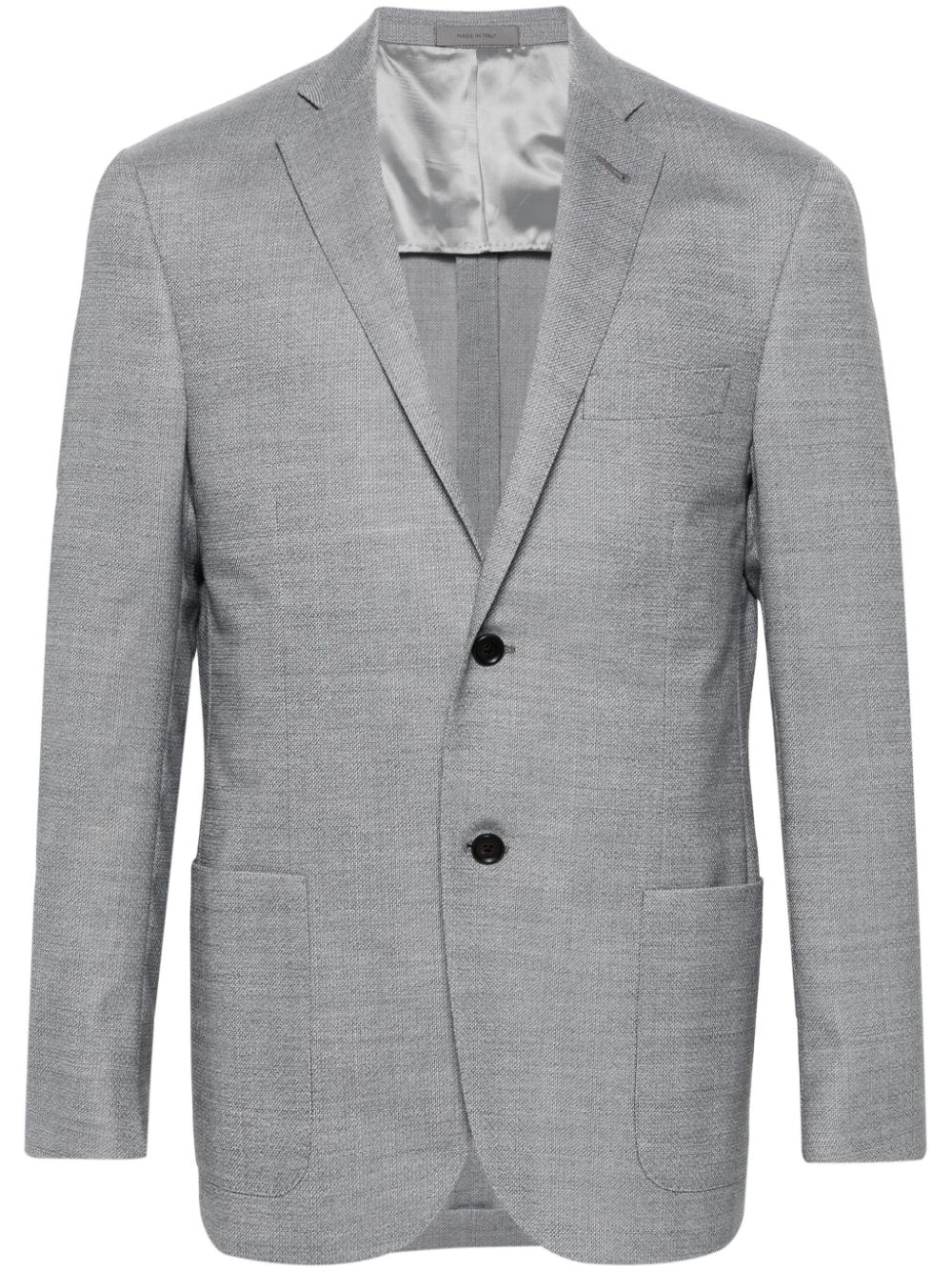 Single-breasted wool-blend blazer - Grey