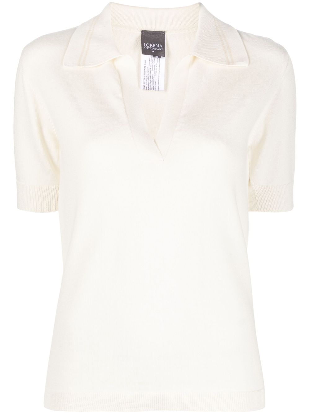 Short-sleeve knitted polo shirt - Neutrals