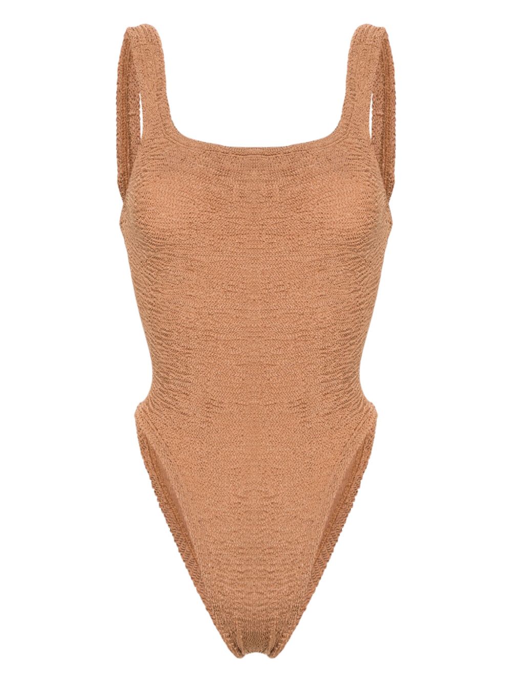 Crinkled-effect open-back swimsuit - Neutrals