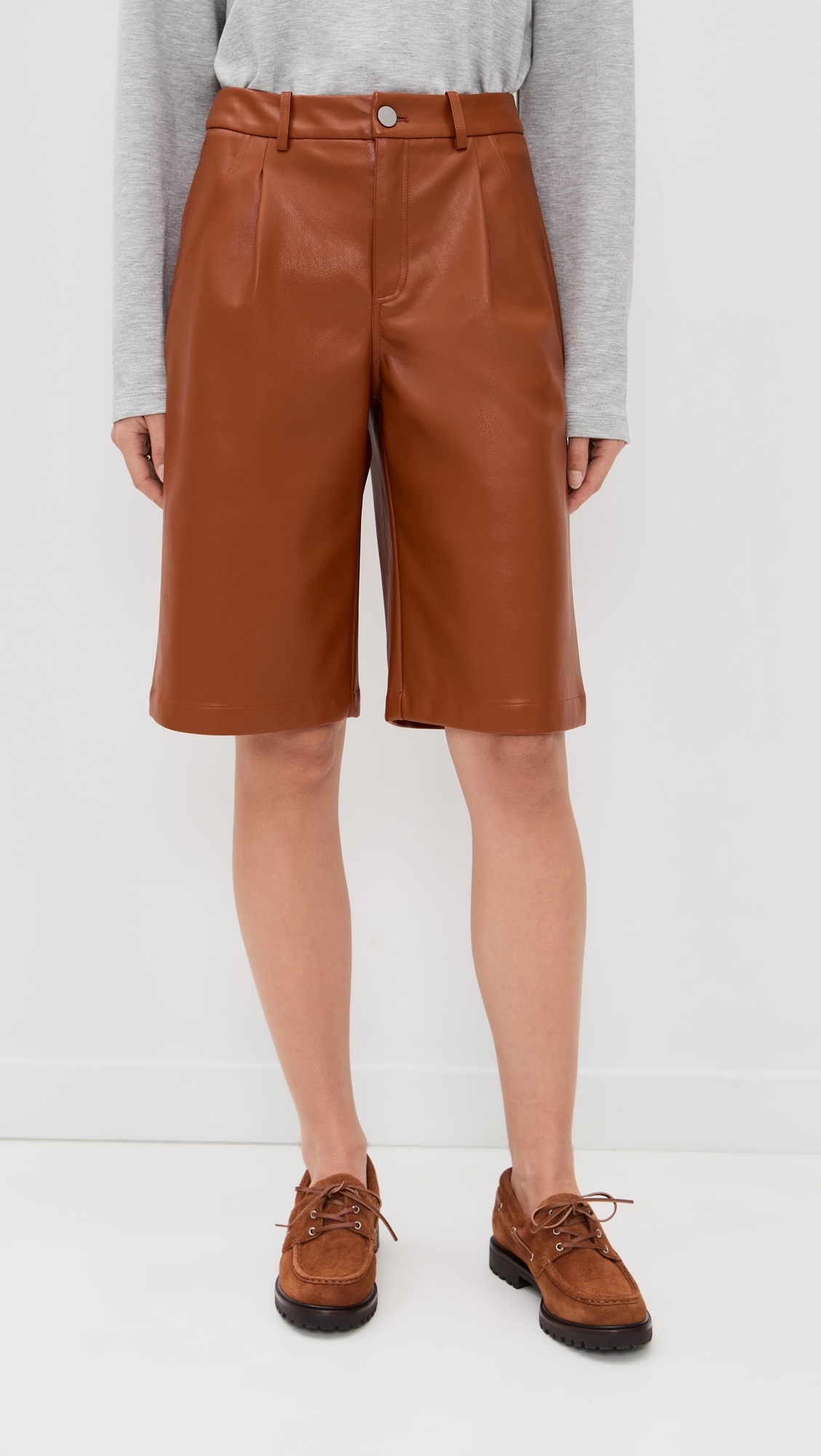 Jade Faux Leather Shorts Cognac