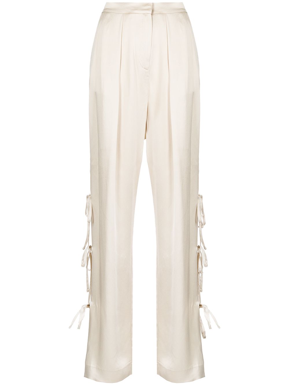 High-rise tie-leg satin trousers - Neutrals