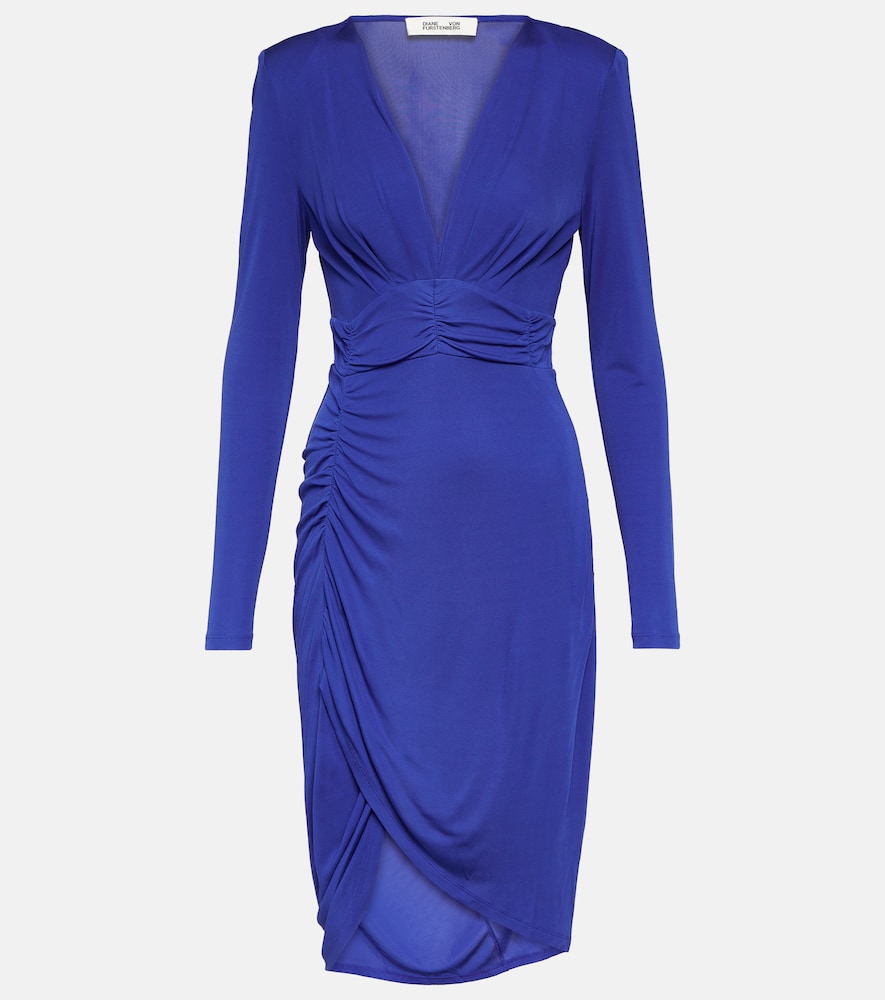 Magena gathered jersey midi dress