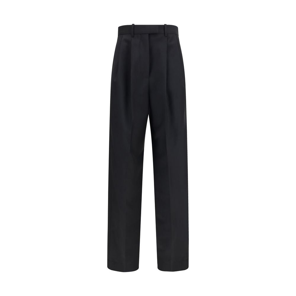 Double-Pleat Wool Mohair Trousers — Black