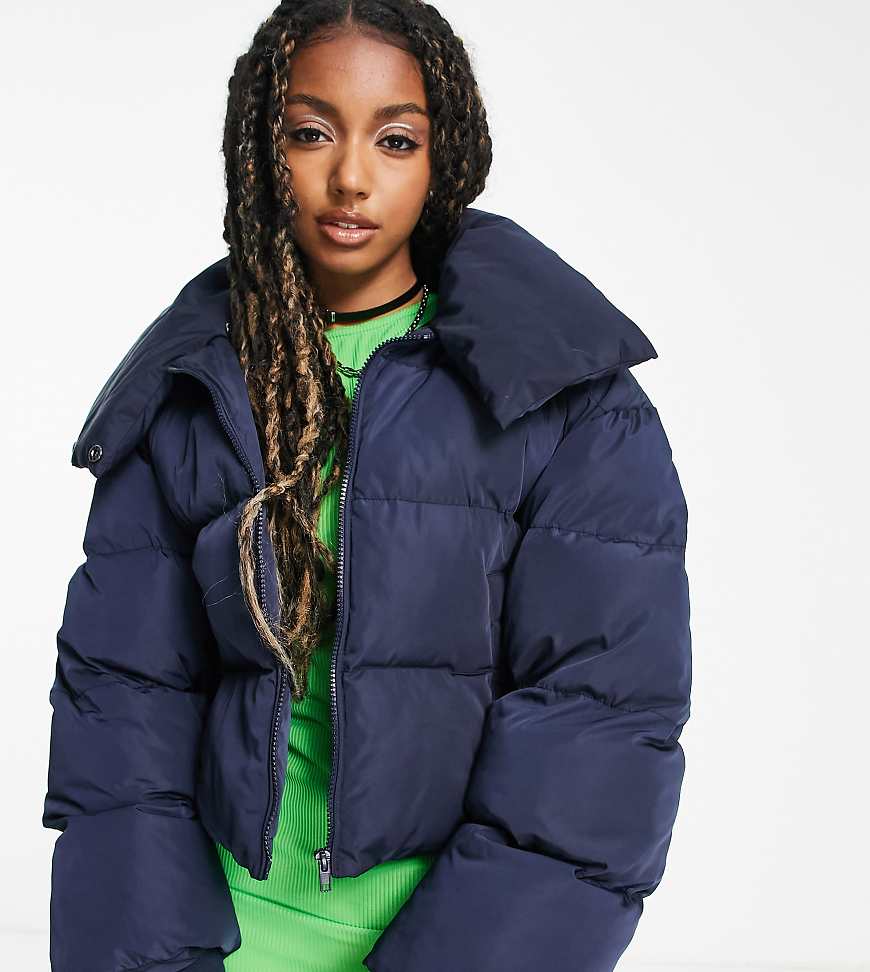 Oversized wadded puffer jacket in navy