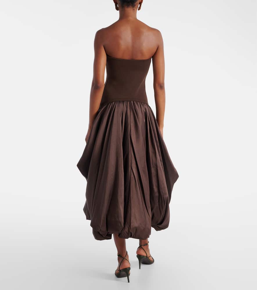 Izzy strapless taffeta midi dress