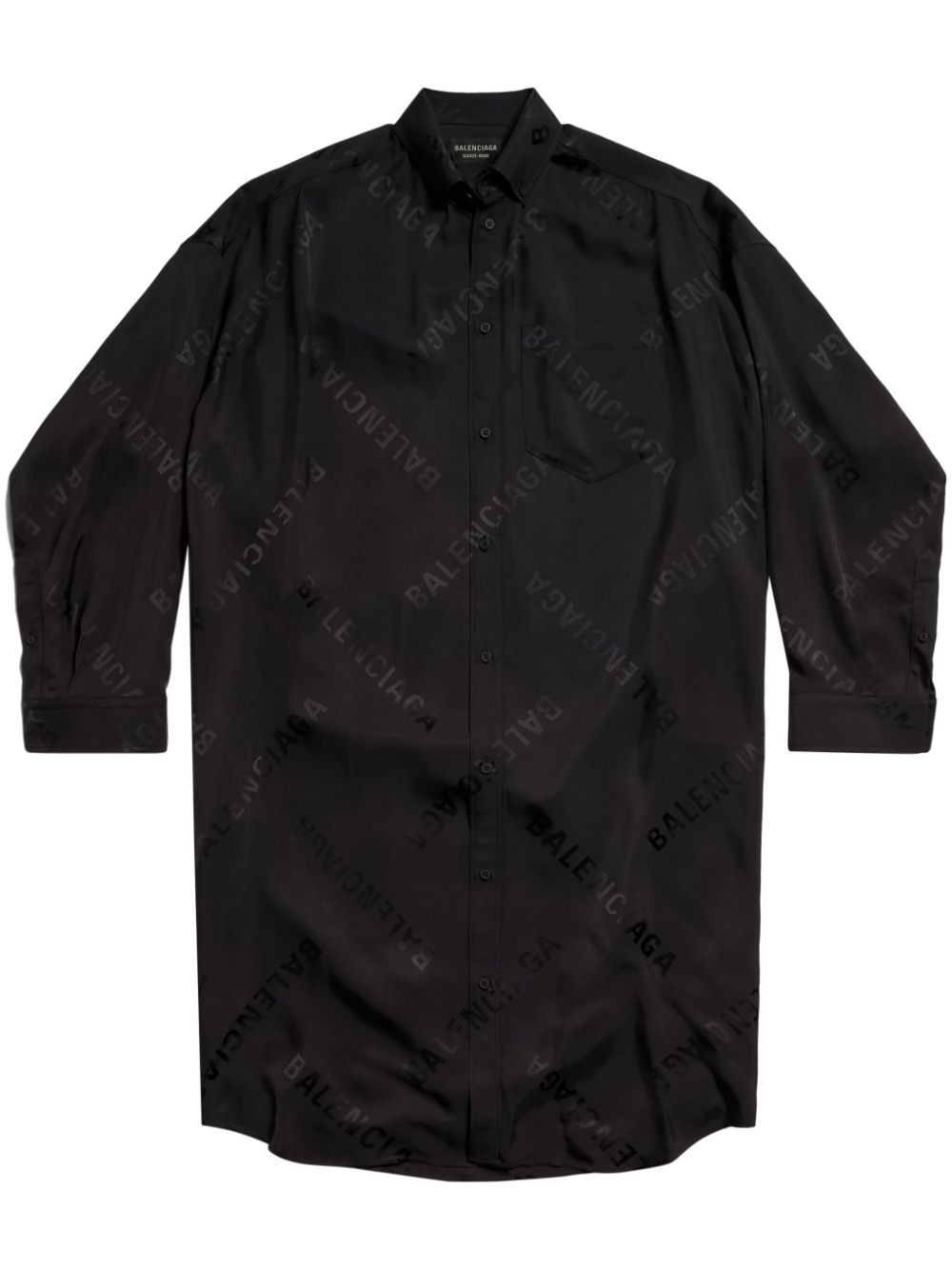 Diagonal logo-print shirtdress - Black