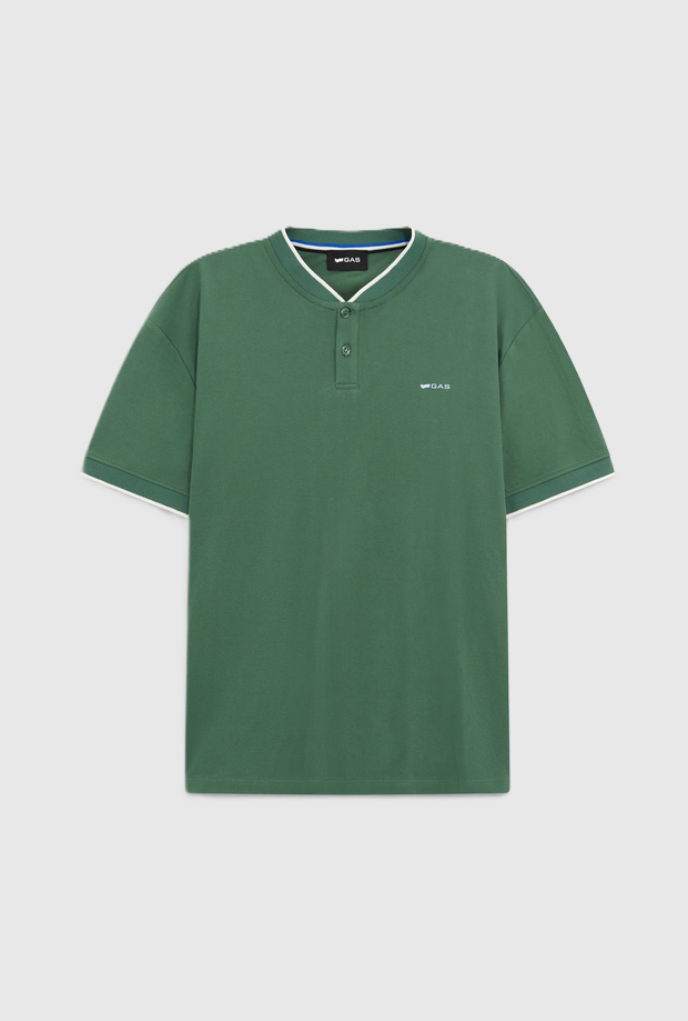 T-shirt with buttons man green