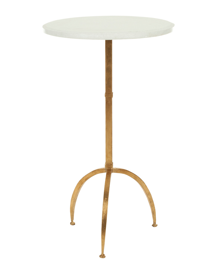 Myrna Round Top Gold Leaf Accent Table