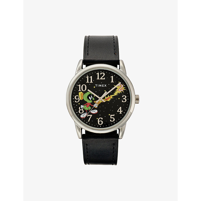 Mens Looney Tunes x Easy Reader Brass and Leather Strap Quartz Analog Watch 38mm