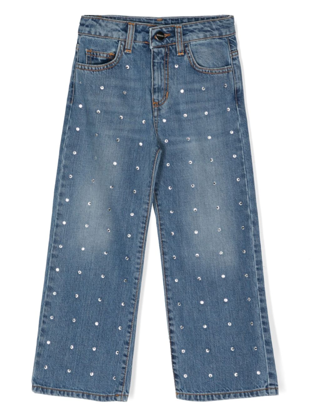 Rhinestone-embellished wide-leg jeans - Blue