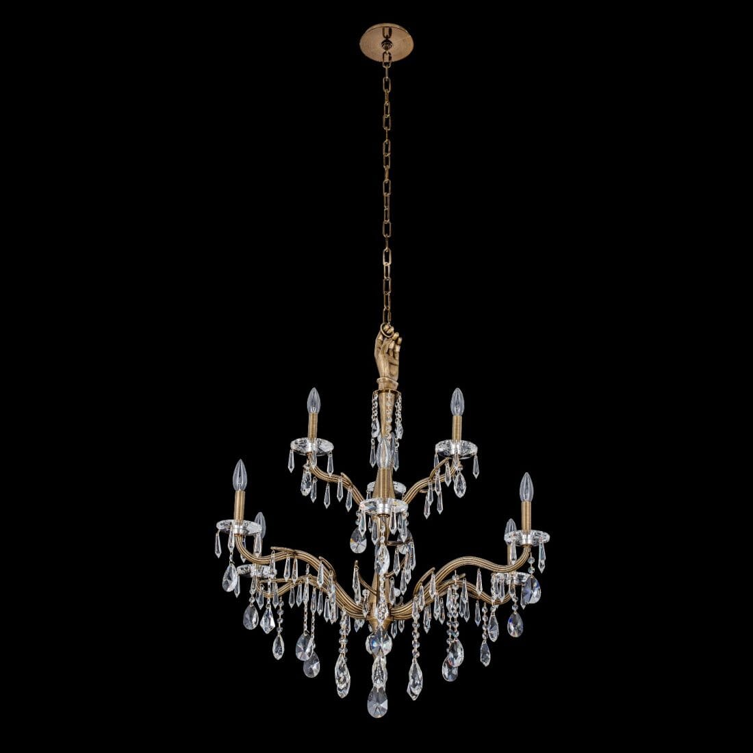 Historic Brass Nine Light Chandelier from the Venere Collection