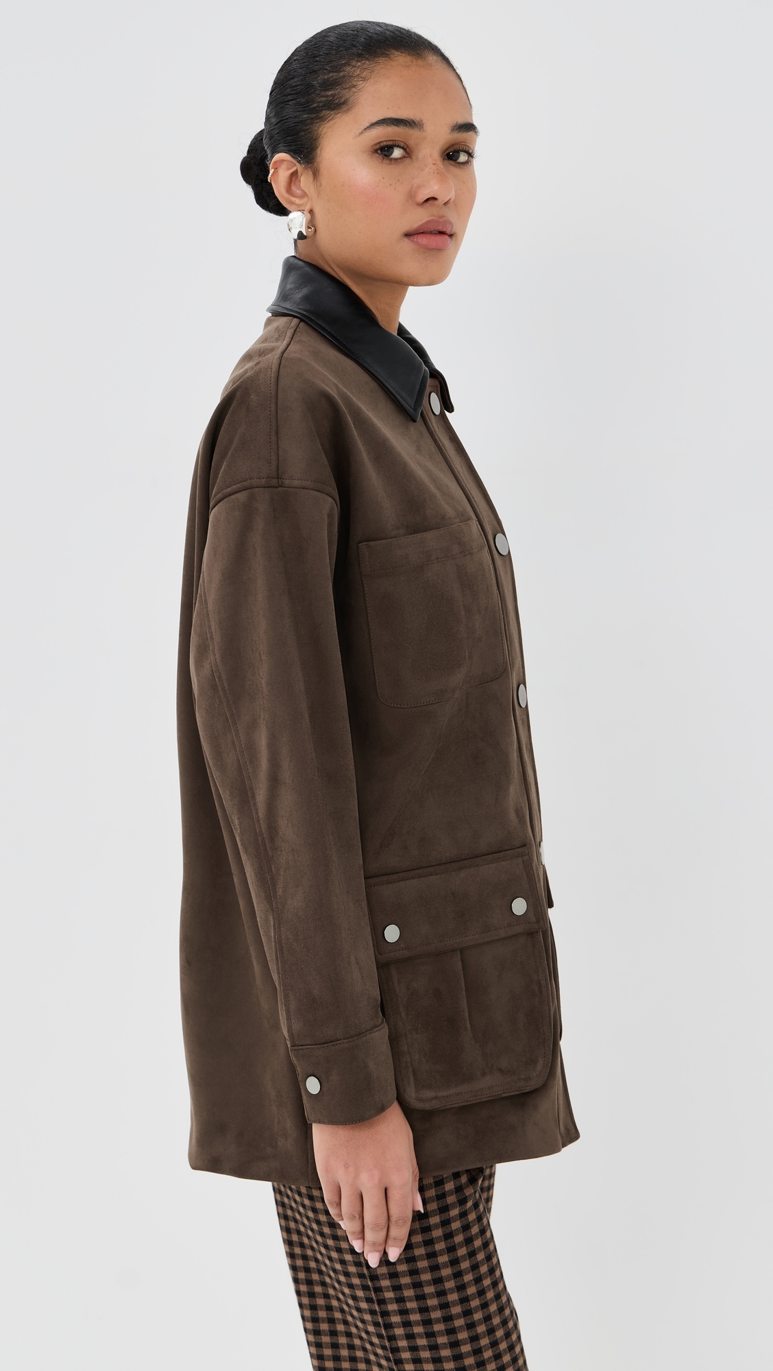Rowan Faux Suede Utility Jacket Coffee