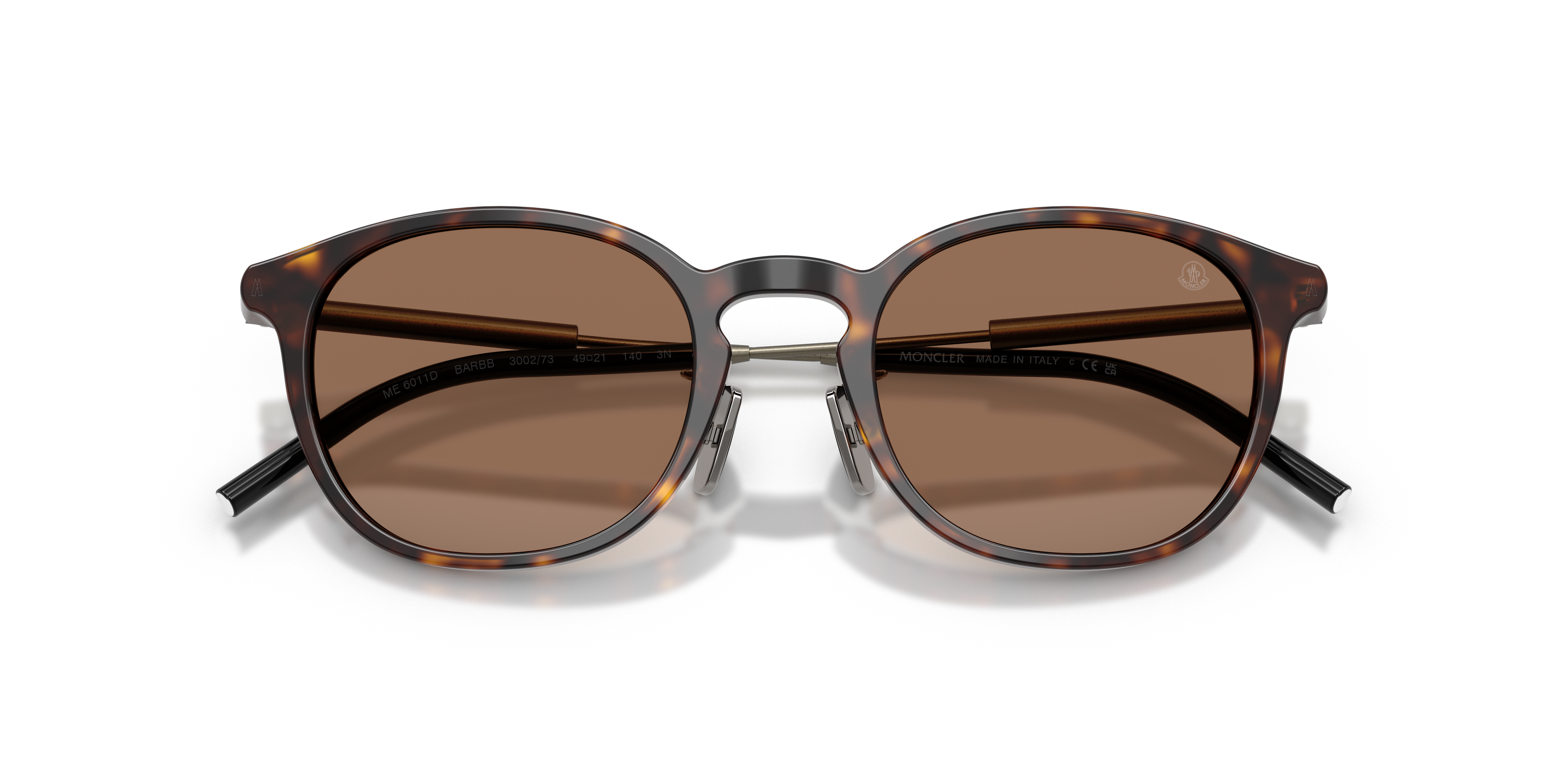 Moncler Unisex Moncler ME6011D BARBB 300273 Sunglasses Acetate Turtle Brown Round Norma