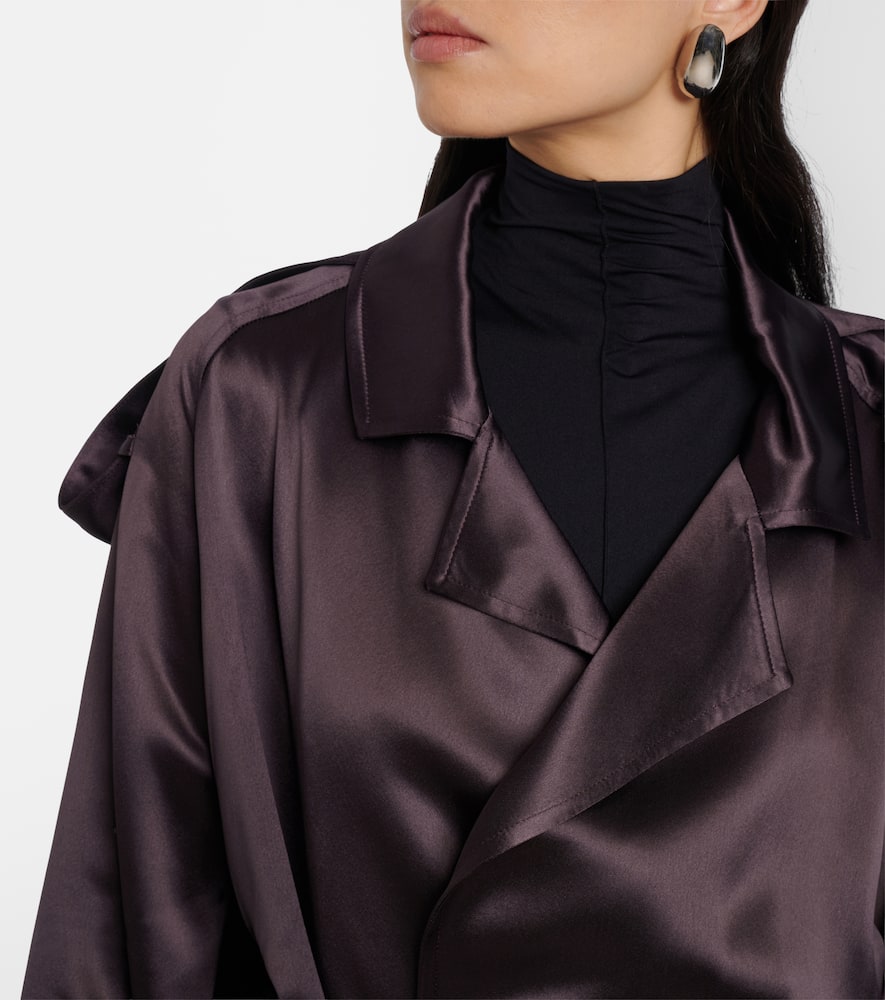 Simona cropped satin trench coat