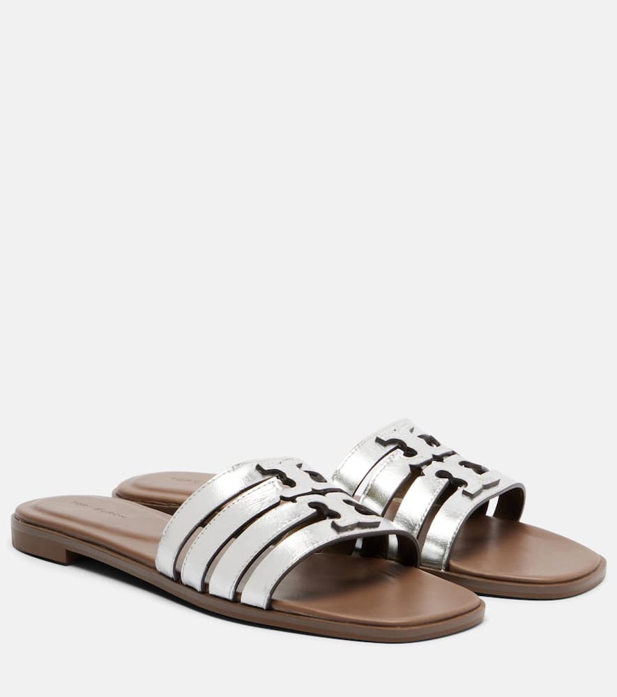 Metallic leather slides