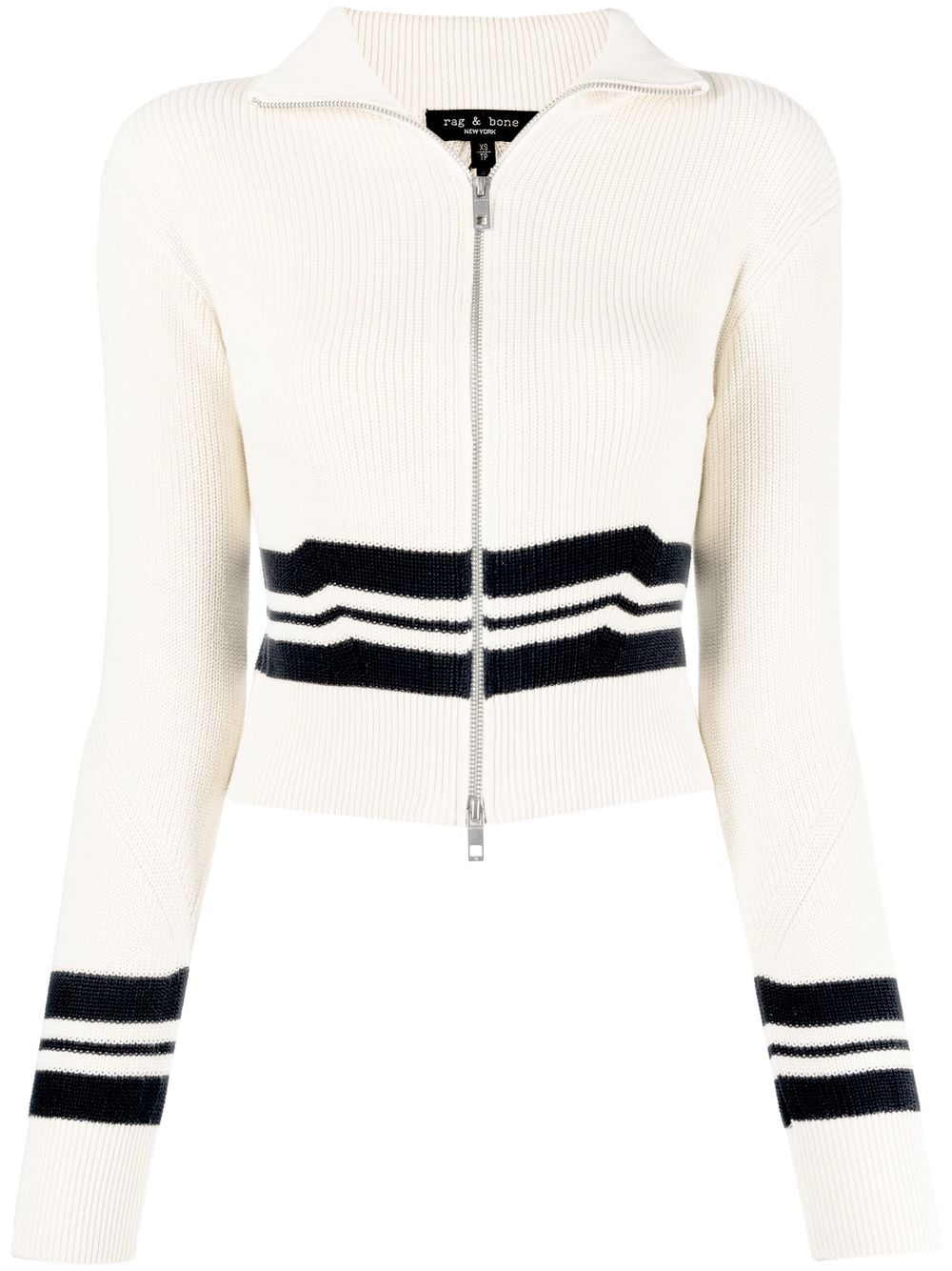 Stripe-detail ribbed jumper - Neutrals