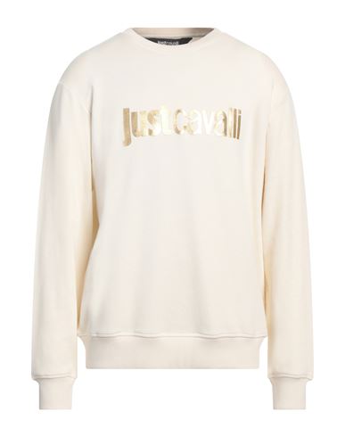 Just Cavalli Man Sweatshirt Ivory Size XL Cotton