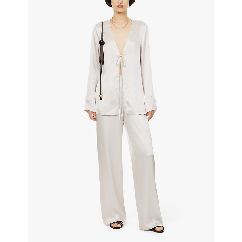 Womens Moonstone Calamity Silk-stain Trousers M