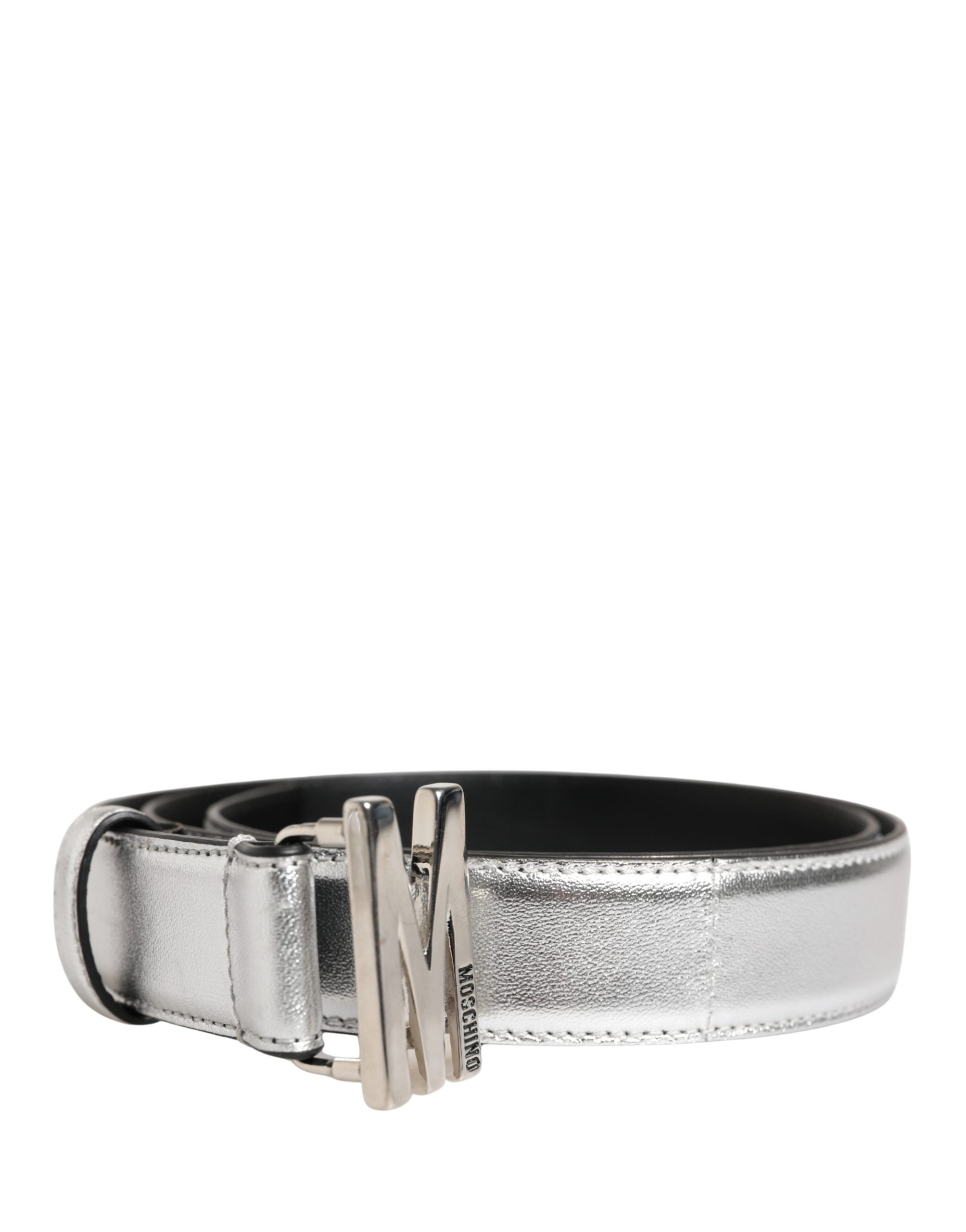 Logo Metal Buckle Belt — Silver