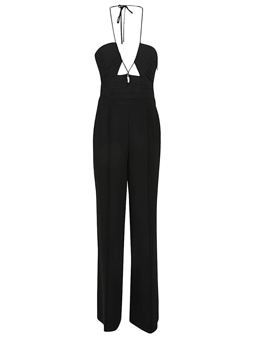 Gala plissé-detail jumpsuit - BLACK