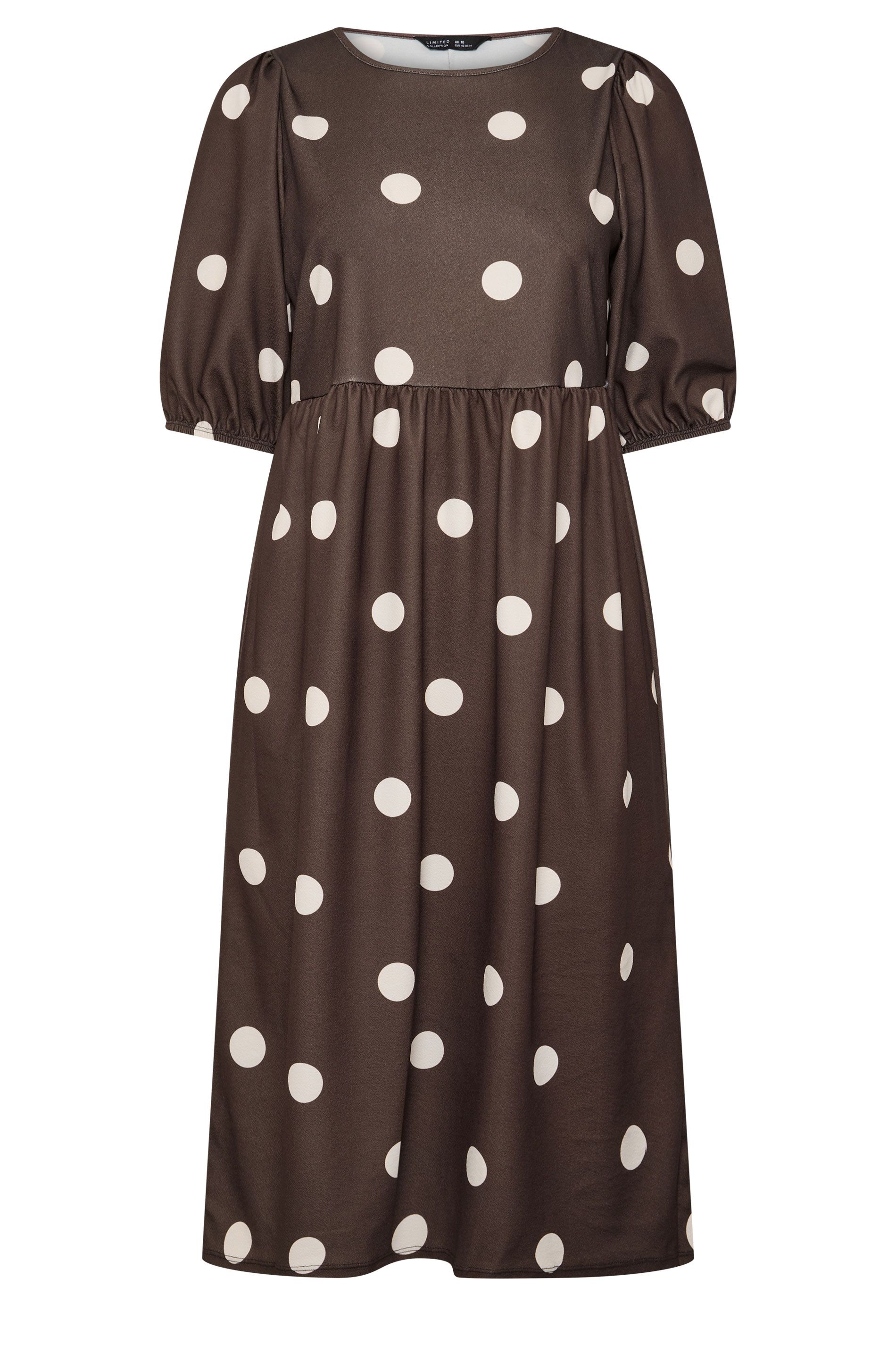 Yours Polka Dot Dress In Chocolate