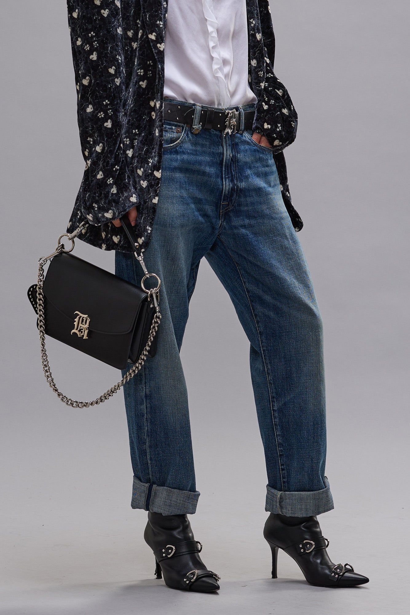 R13 Cuffed X-Boyfriend Jean - Sanford Blue
