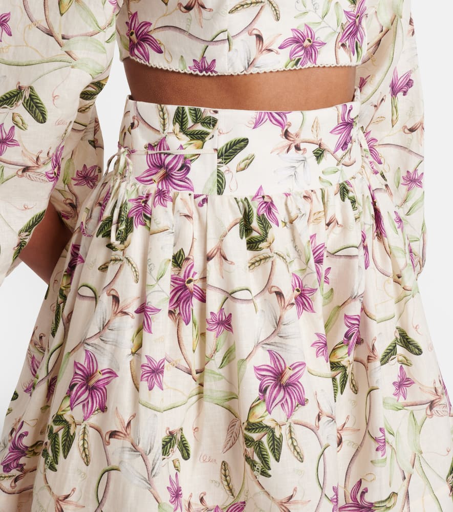 Floral linen shorts