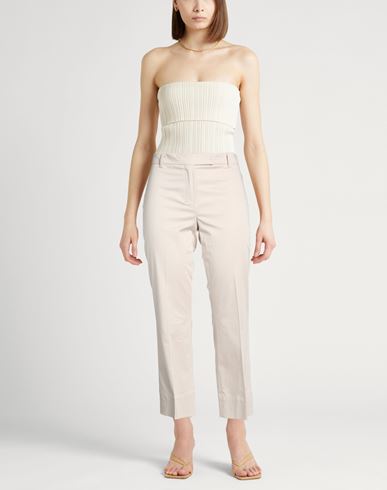 Woman Pants Off white Size 8 Cotton, Elastane