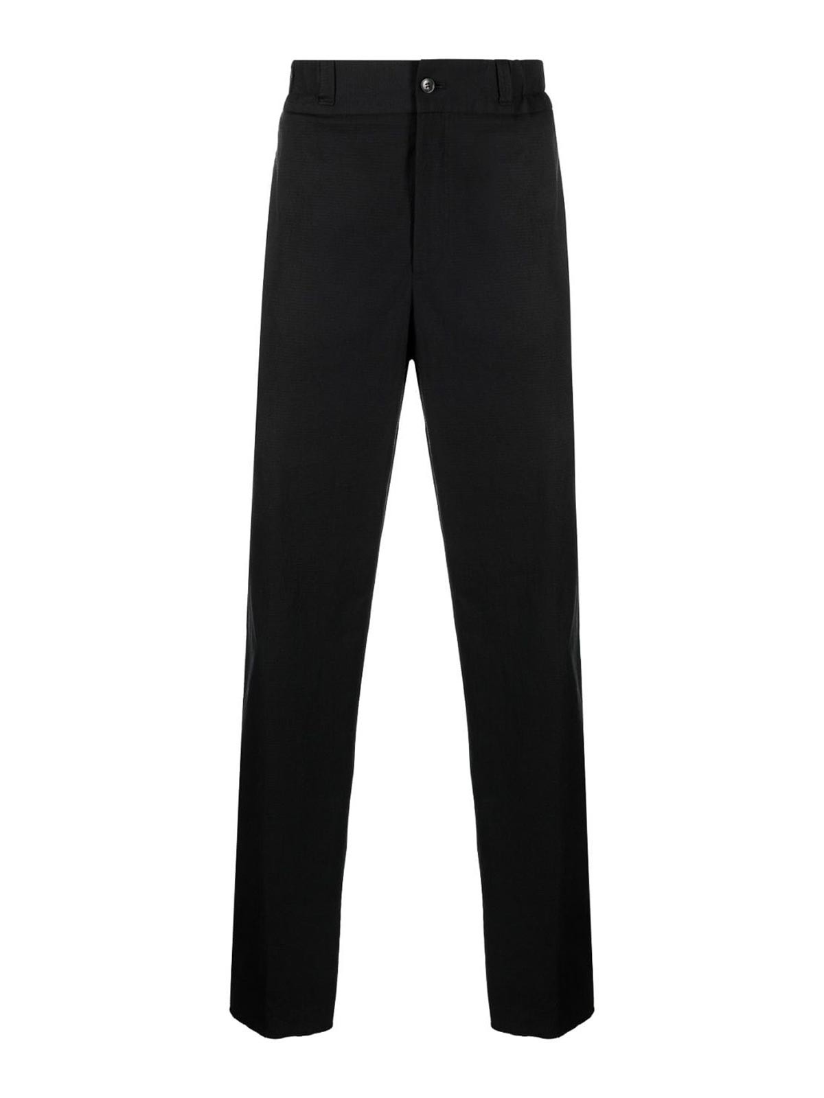Black High-Waist Straight-Leg Trousers