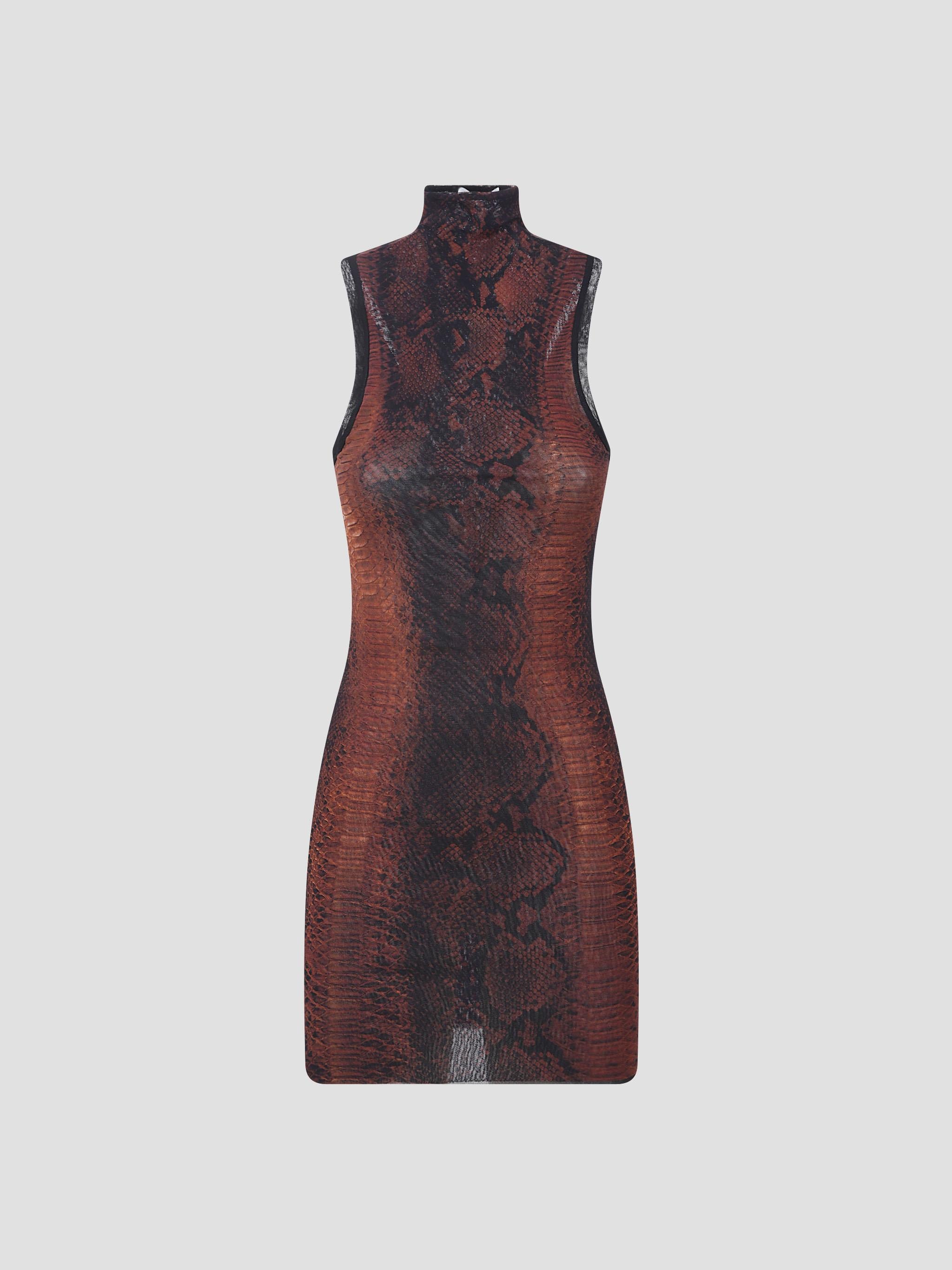 High Neck Mesh Mini Dress