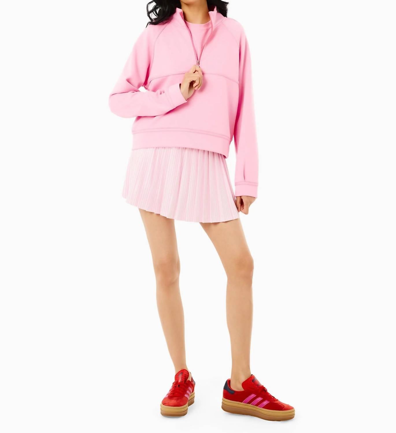 Active Pique Clubhouse Skorts In Super White Bubblegum Stripe