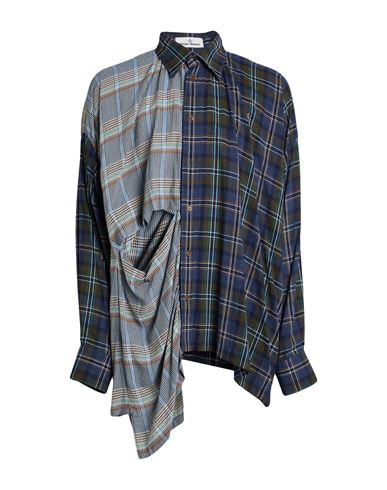 Man Shirt Navy Size M Viscose, Virgin Wool