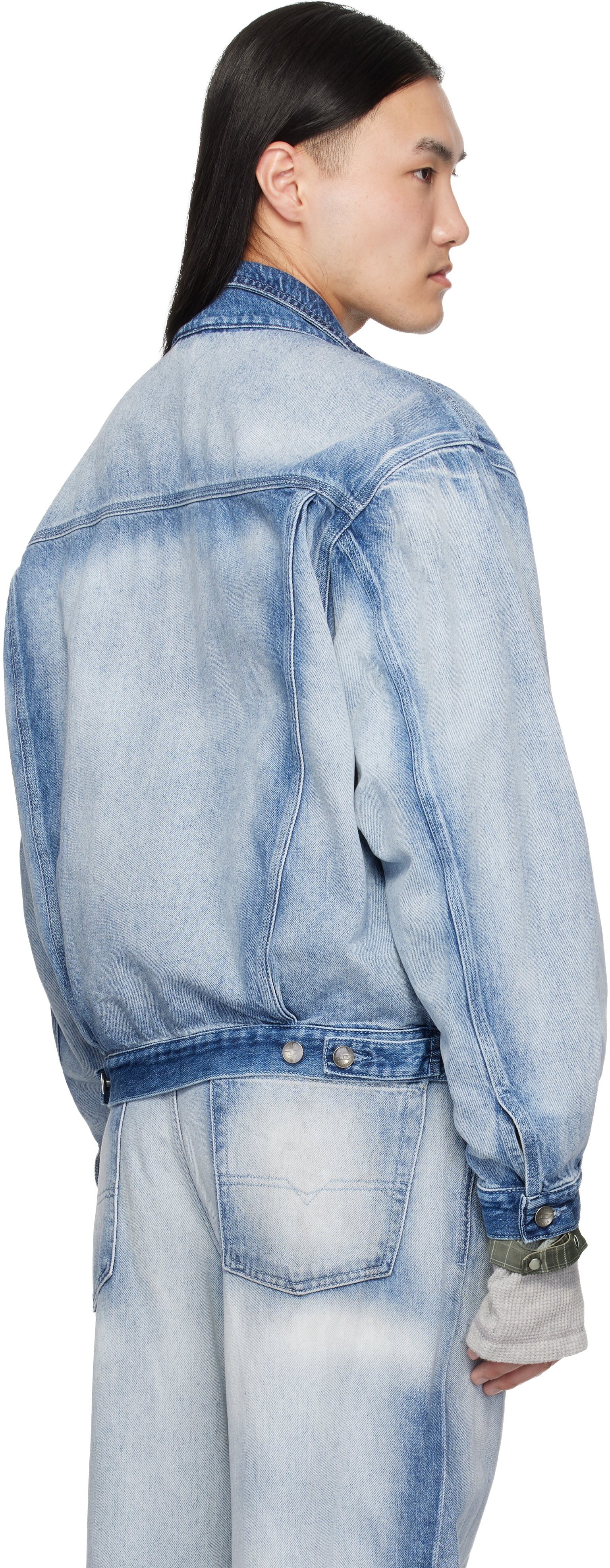 Blue Medium-Light Skeleton Denim Trucker Jacket