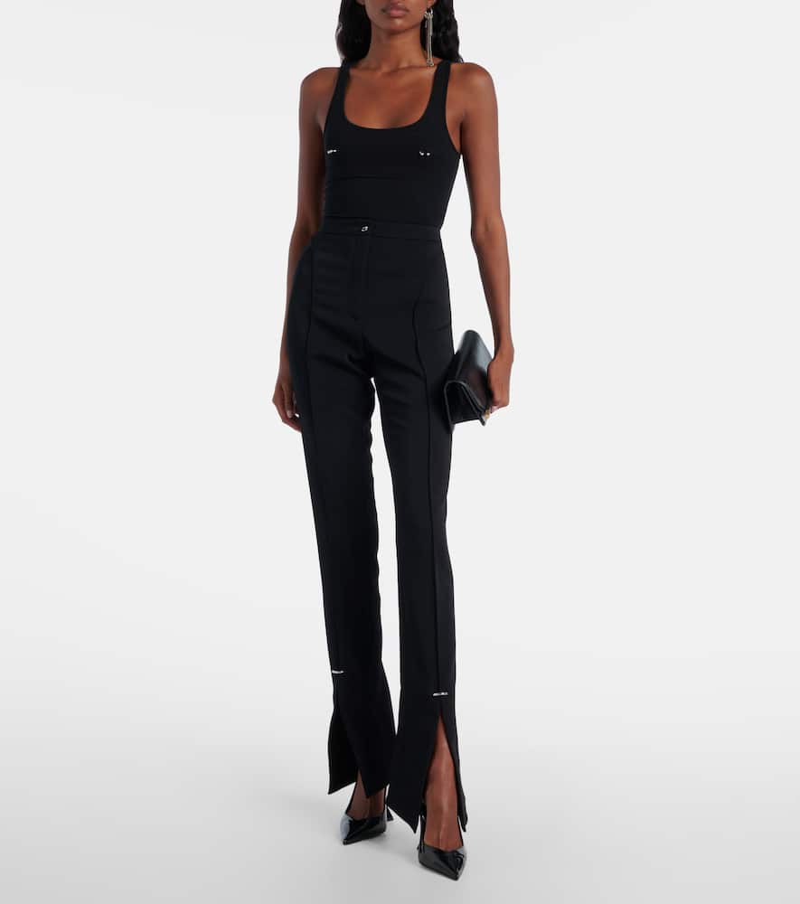 Embellished cotton-blend bodysuit